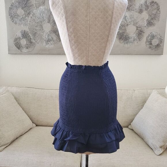NEW! 4SI3NNA Lea Smocked Peplum Mini Skirt in Navy - Picture 4 of 16